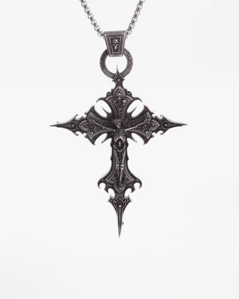 Collier croix gothique homme