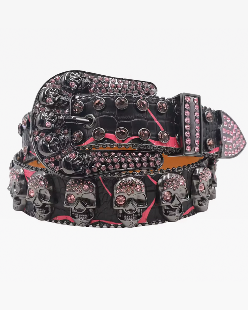 Ceinture tete de mort strass