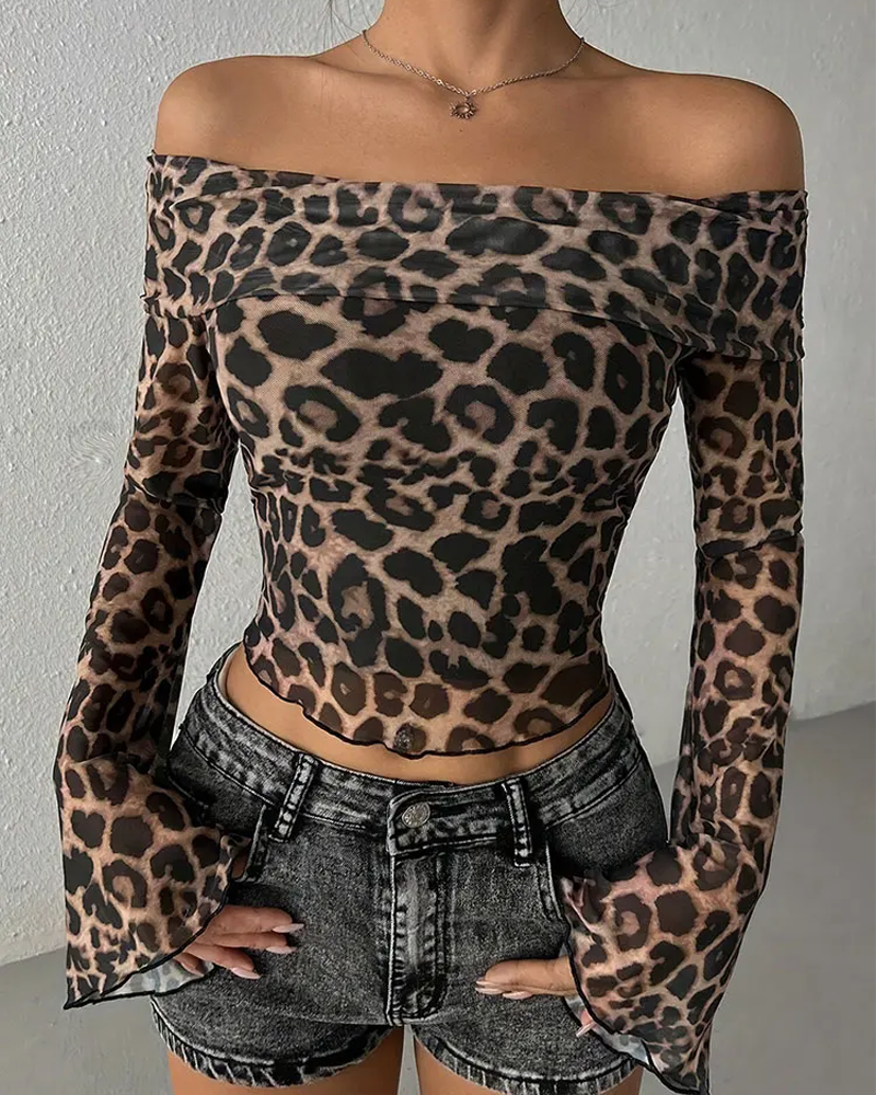 Top leopard manche longue