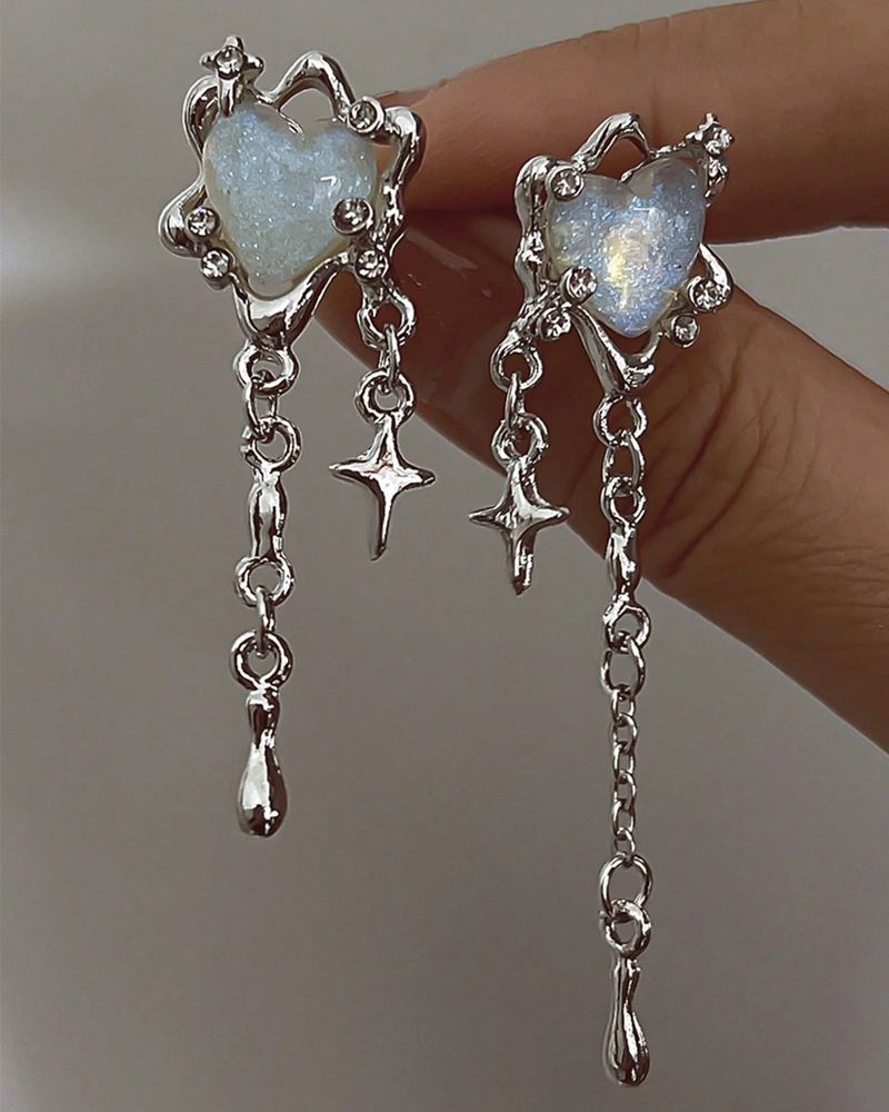 Boucle d'oreille coeur bleu