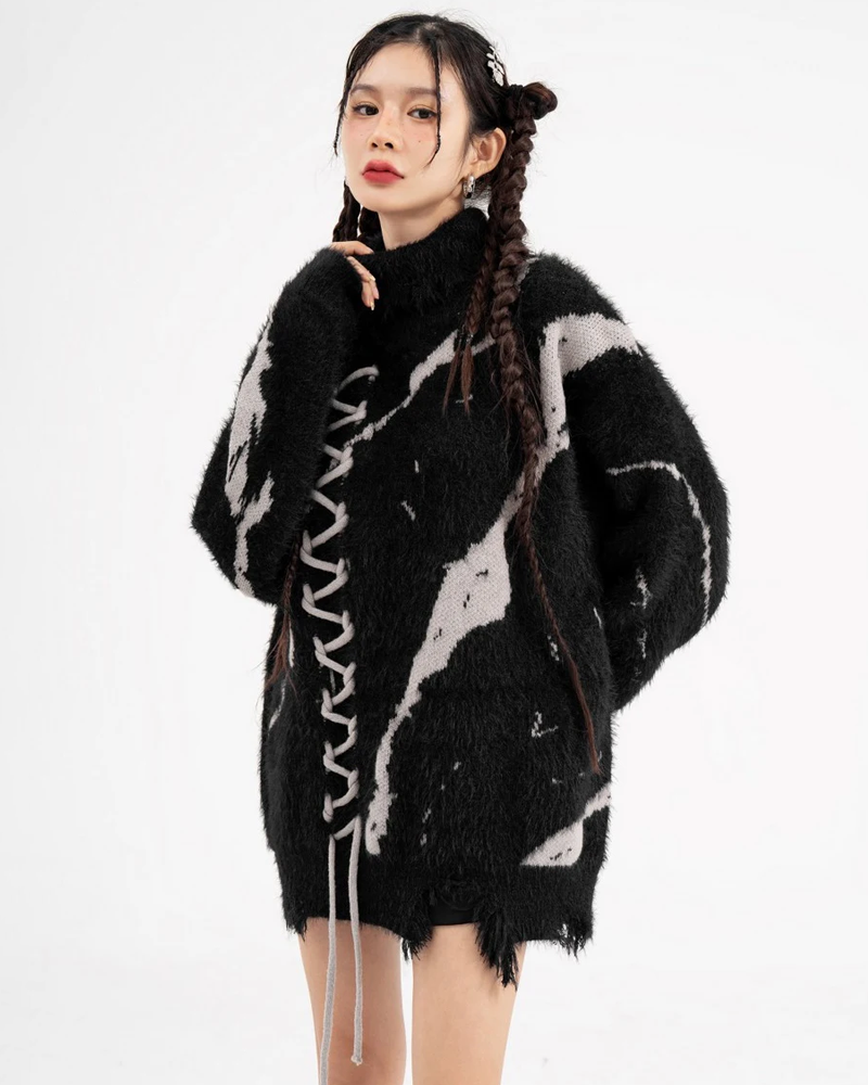 Pull col roulé grunge