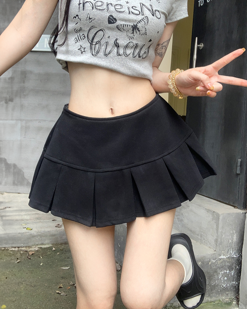 Mini jupe noire plissée