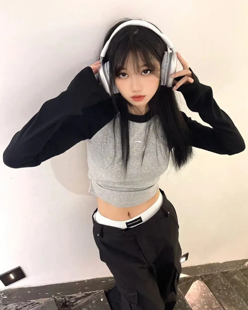 Crop top manche longue vintage