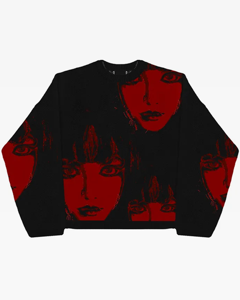 Pull noir et rouge