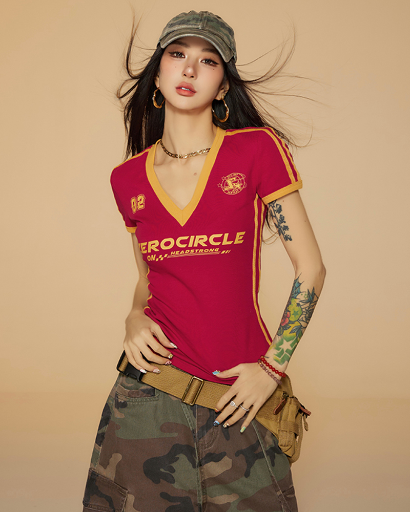 T Shirt col en V femme