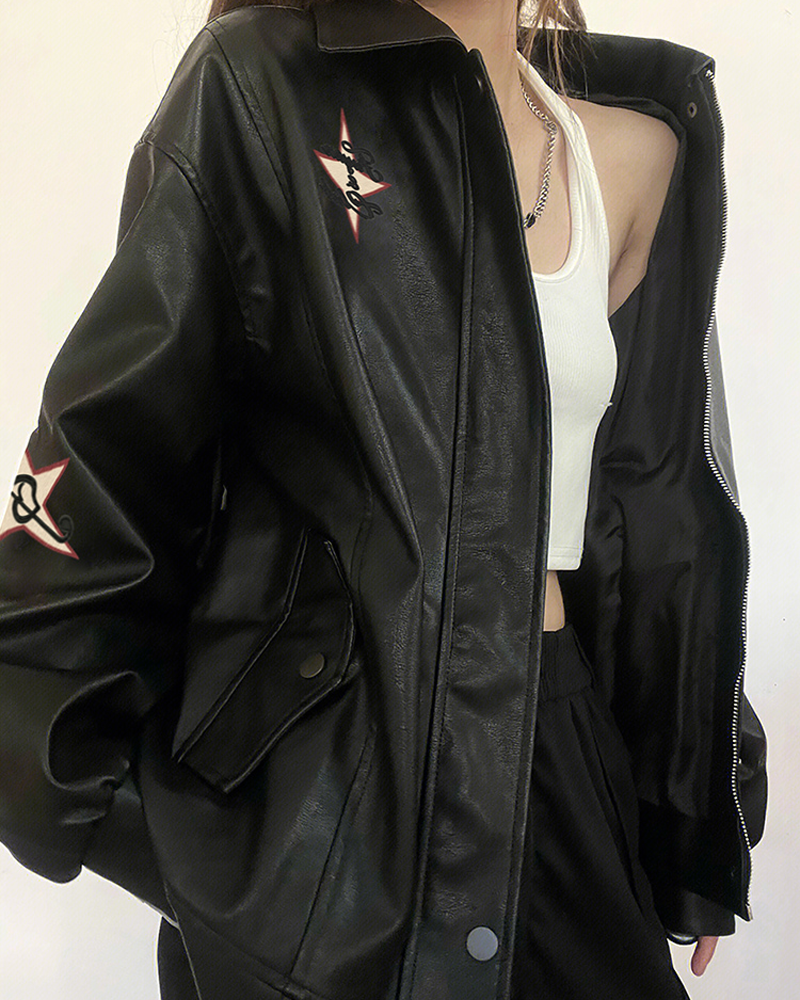 Veste en cuir vintage femme