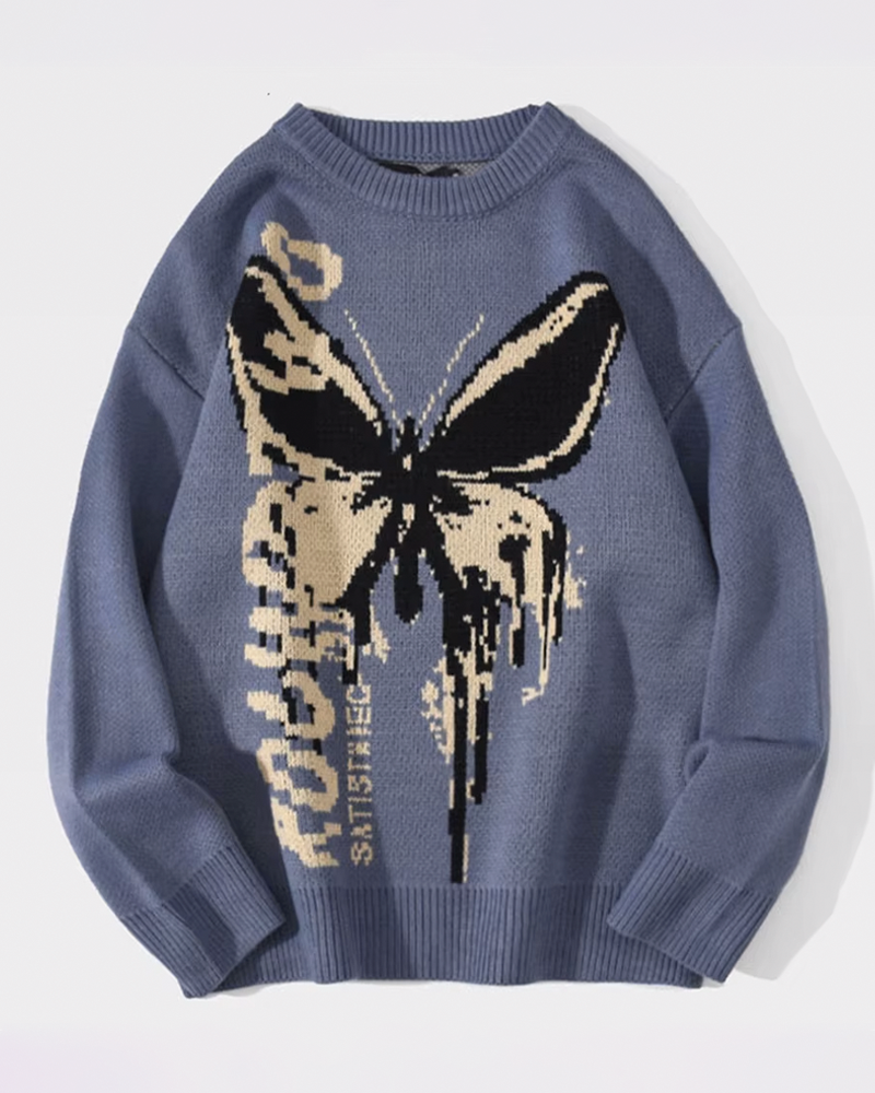 Pull tricot papillon