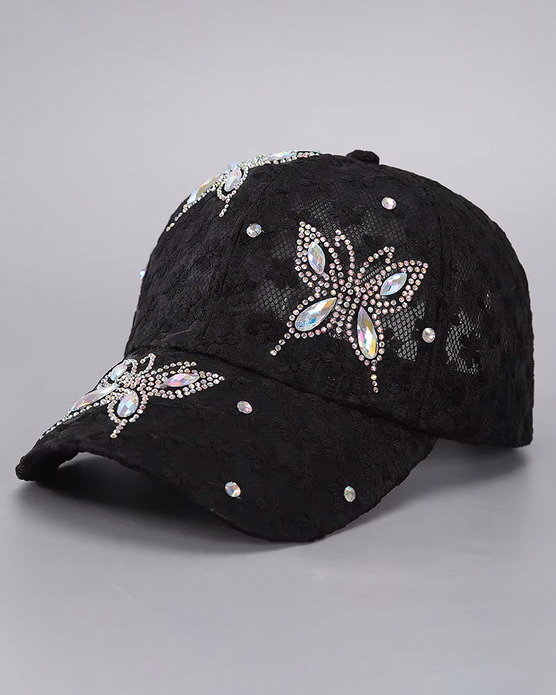 Casquette papillon strass