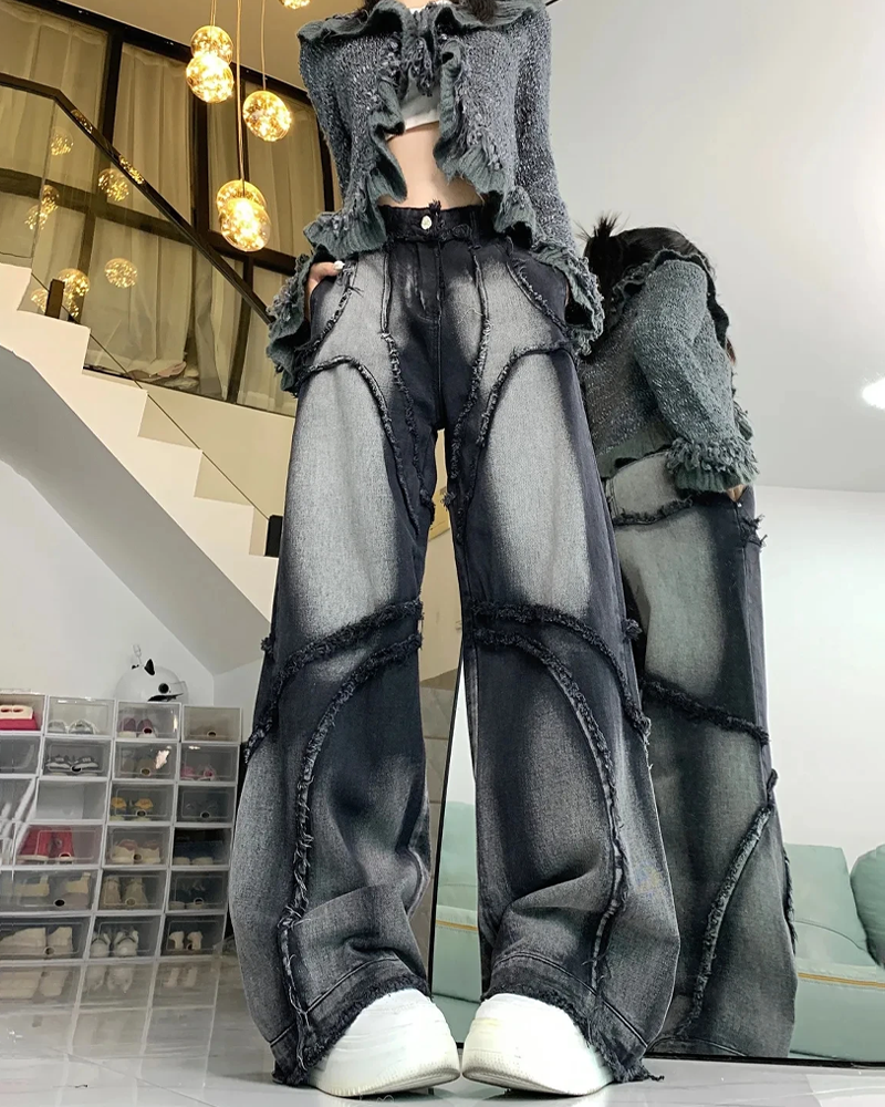 Jean baggy noir femme Y2K Plug