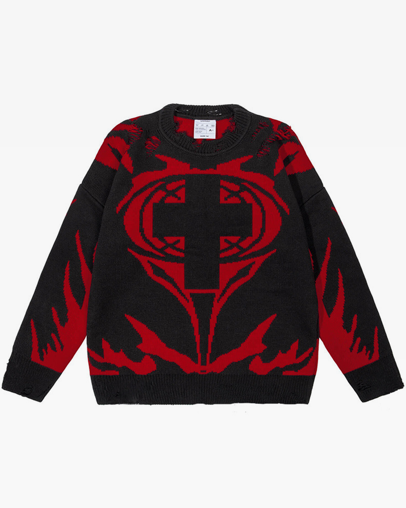 Pull rouge et noir