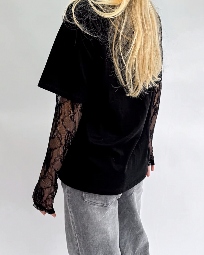 T Shirt manche longue dentelle