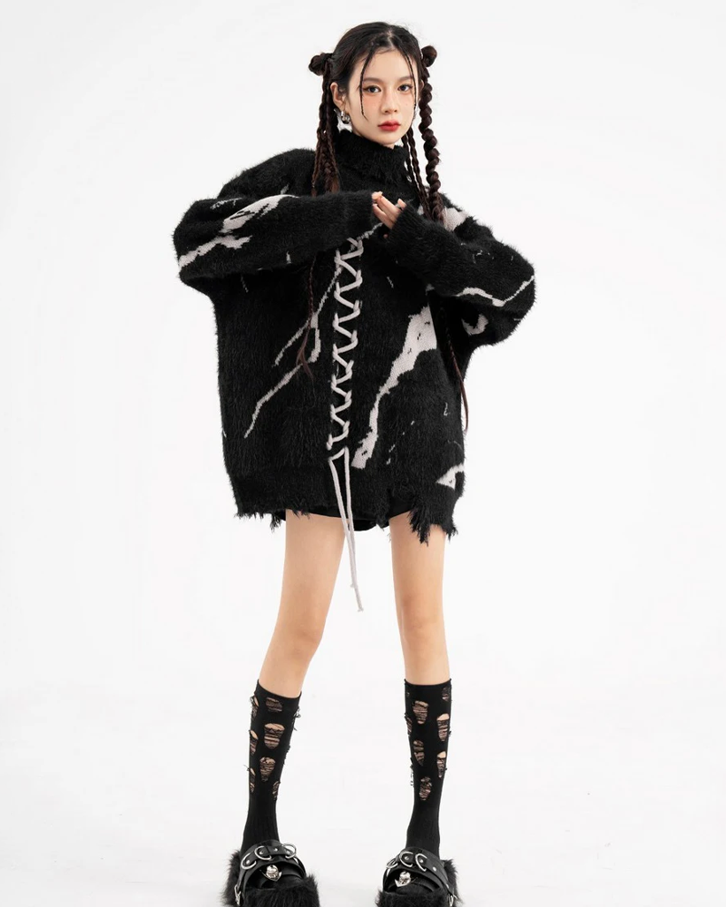 Pull col roulé grunge