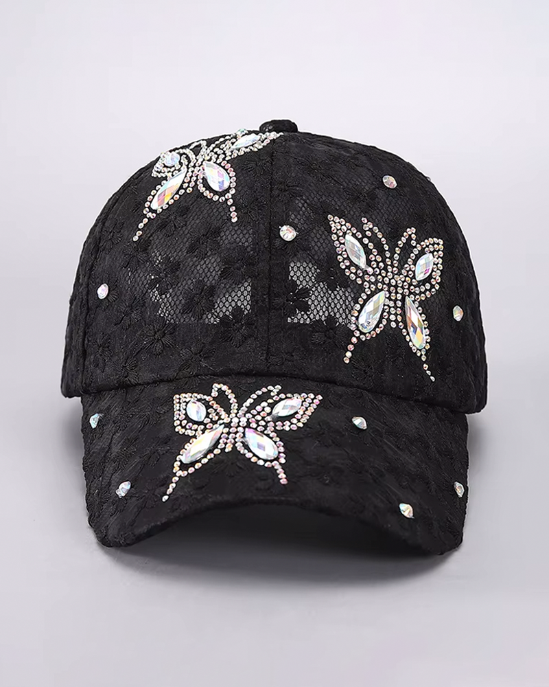 Casquette papillon strass