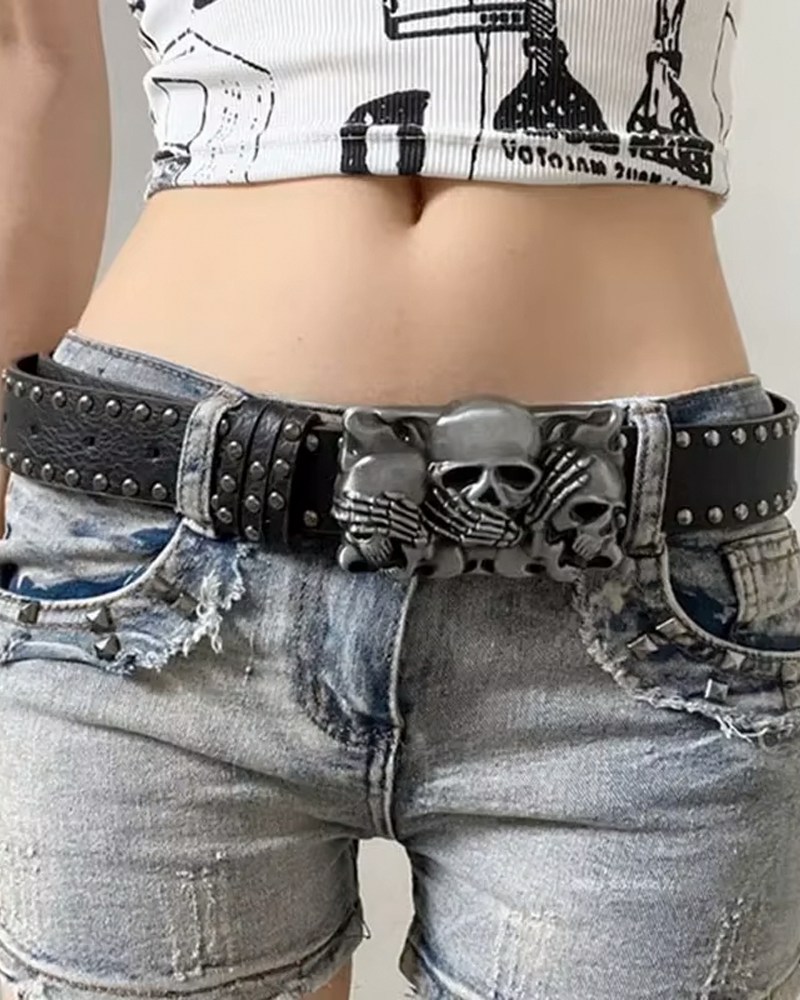 Ceinture boucle tete de mort