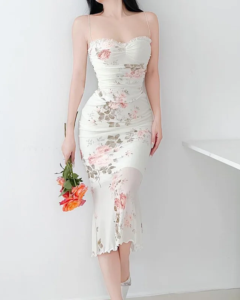 Robe moulante fleurie