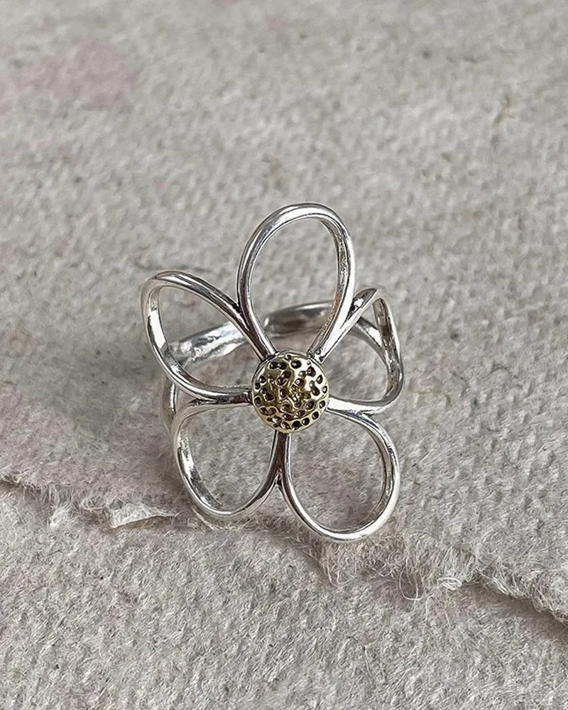 Bague argent fleur