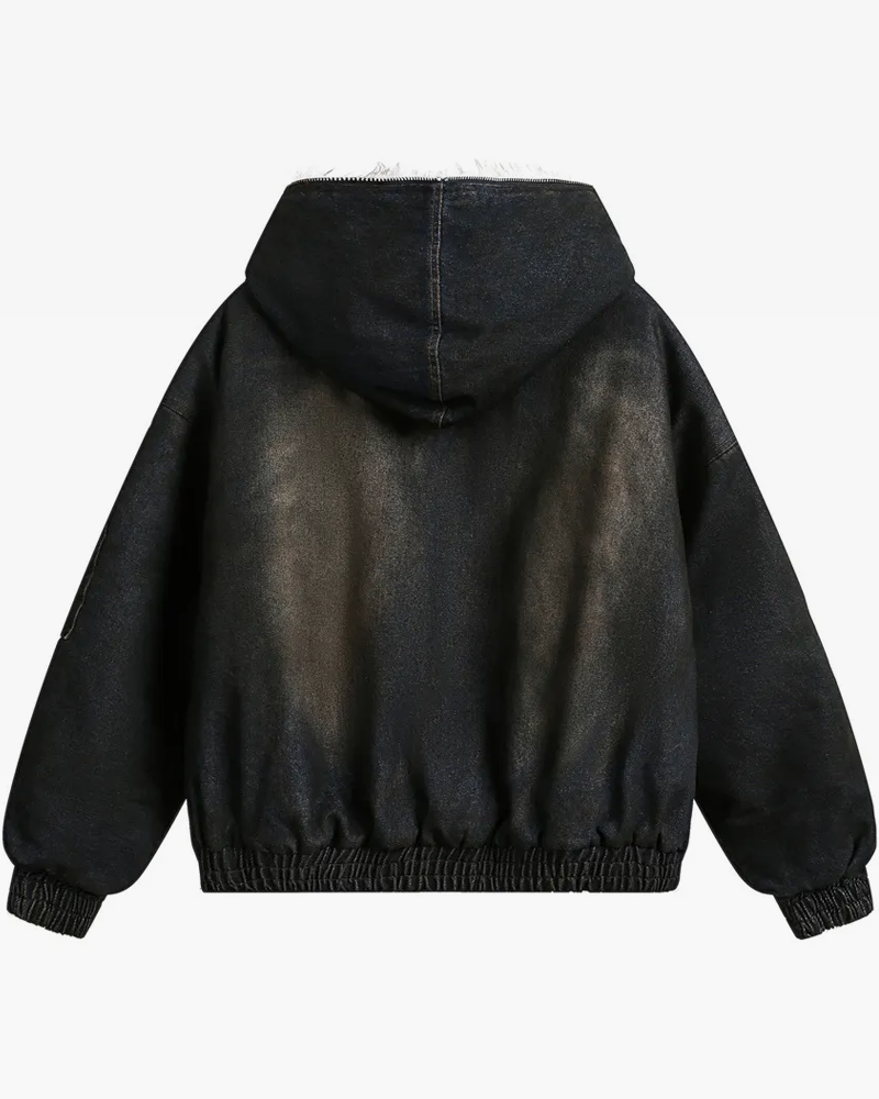 Veste en jean capuche fourrure