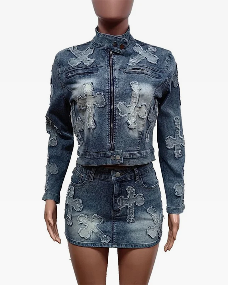 Ensemble jupe et veste en jean