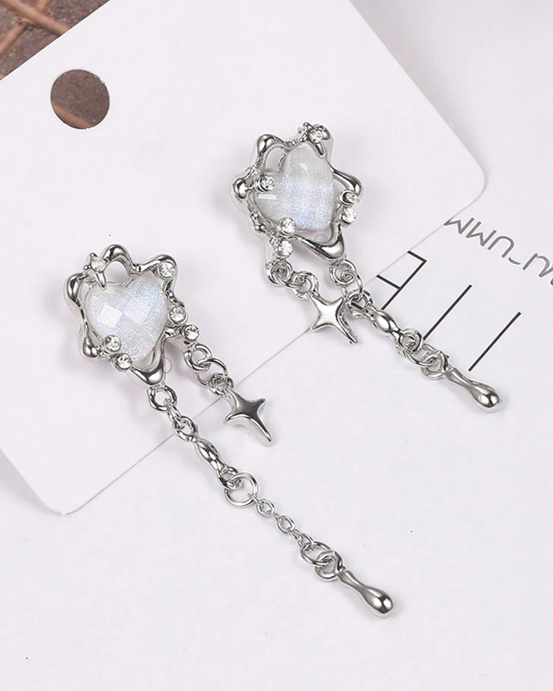 Boucle d'oreille coeur bleu