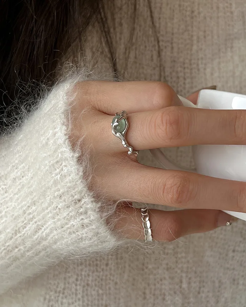 Bague argent avec pierre jade