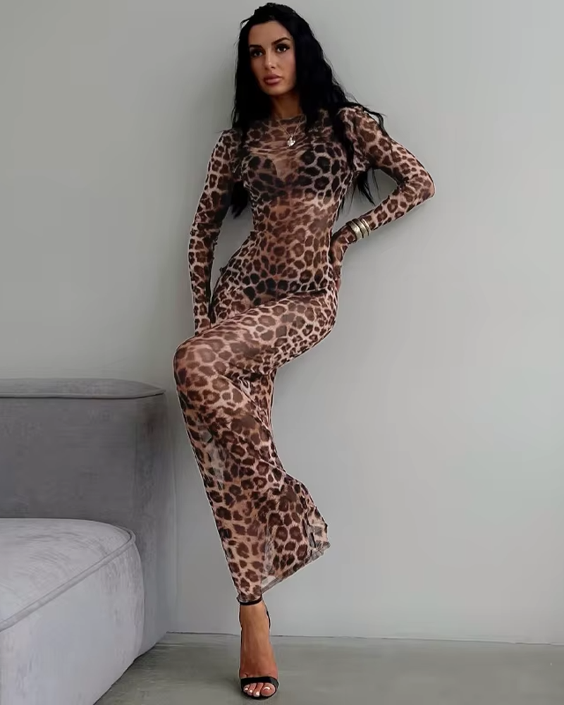 Robe leopard longue