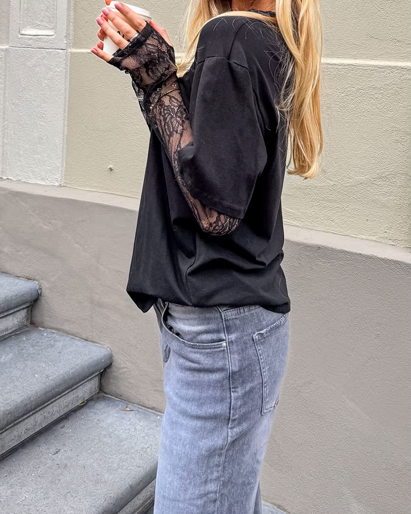 T Shirt manche longue dentelle