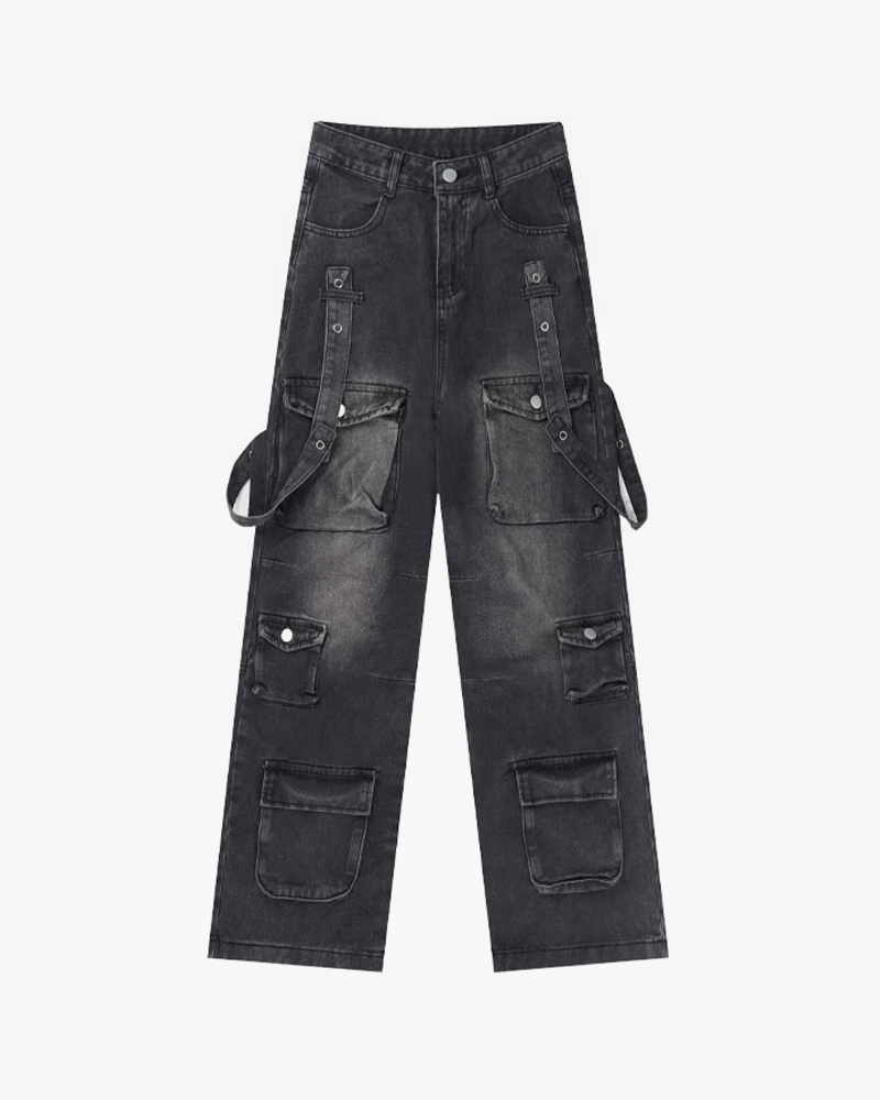 Jean cargo noir femme