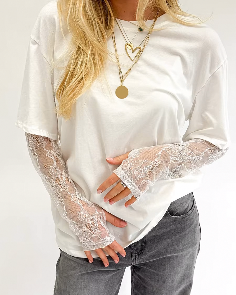 T Shirt manche longue dentelle