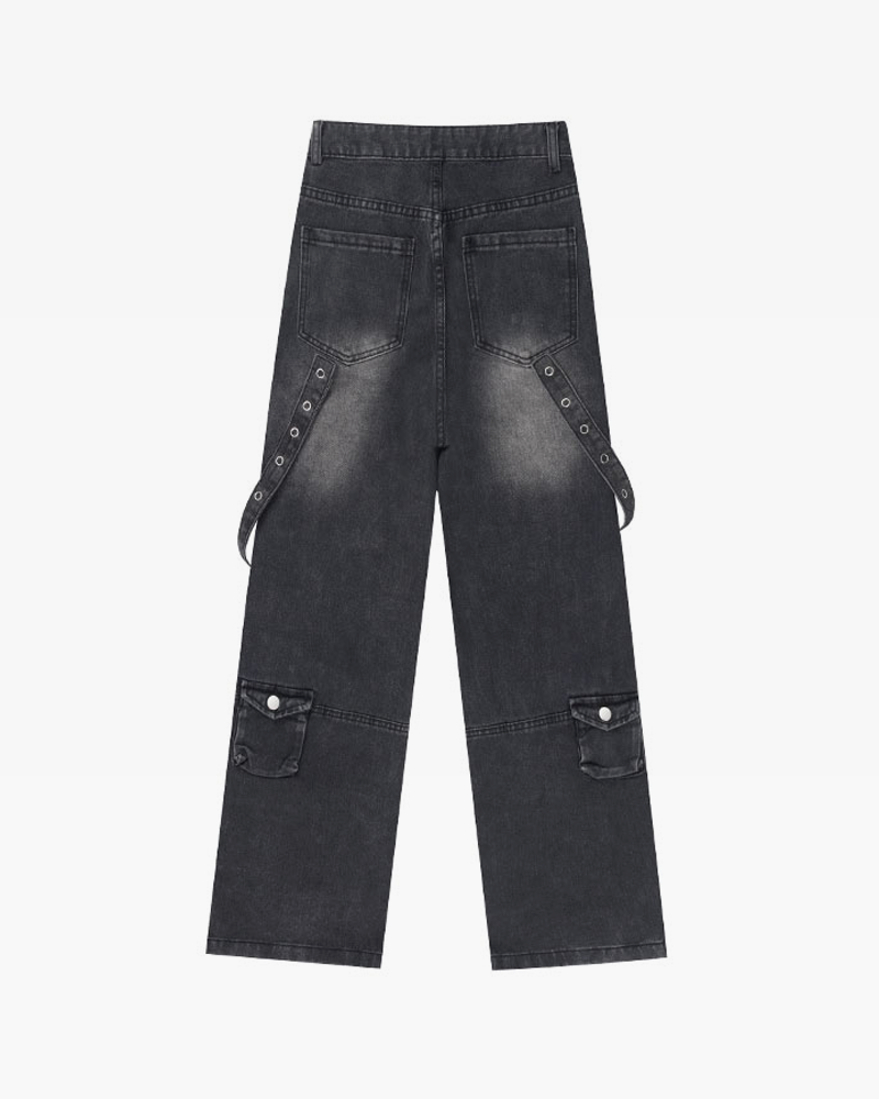 Jean cargo noir femme