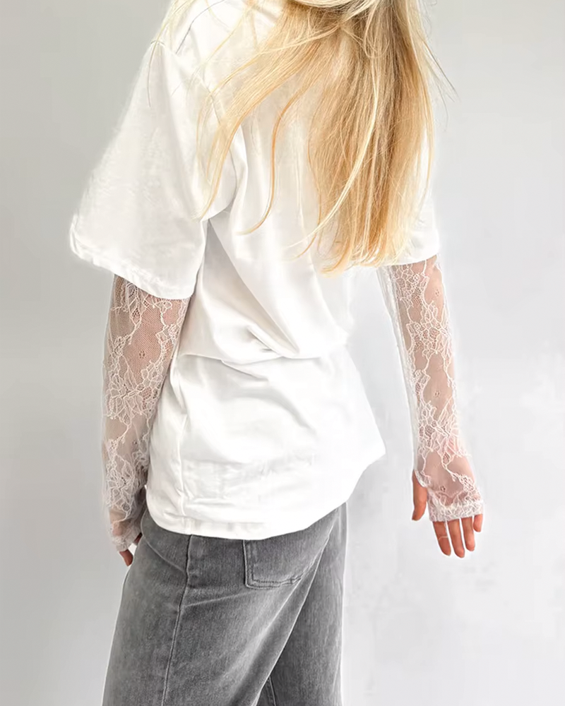 T Shirt manche longue dentelle