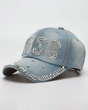 Casquette jean strass