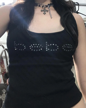 Débardeur noir strass