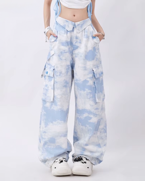 Pantalon large bleu ciel