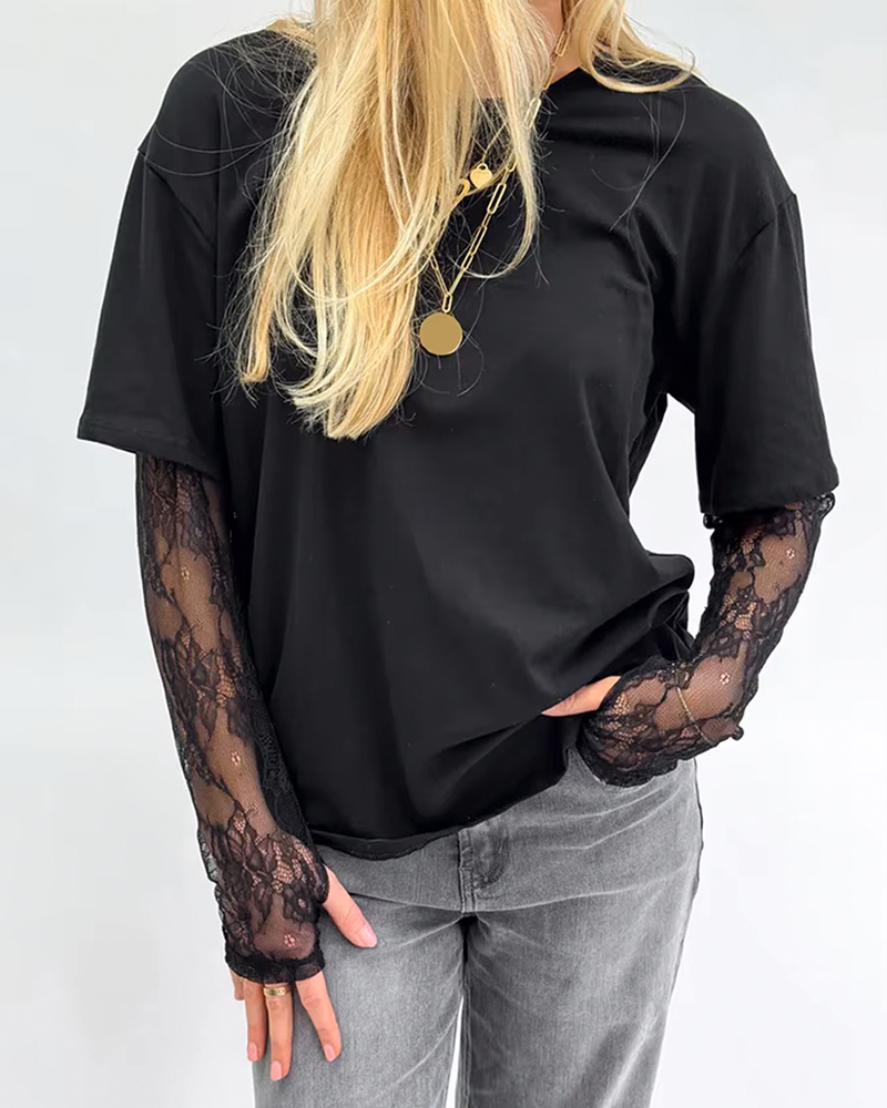 T Shirt manche longue dentelle
