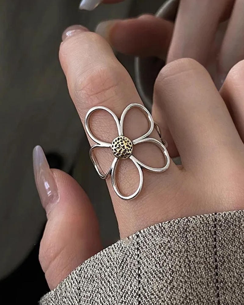 Bague argent fleur