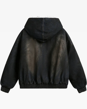 Veste en jean capuche fourrure