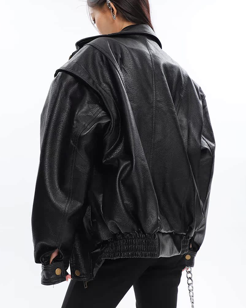 Veste en cuir femme oversize Y2K Plug