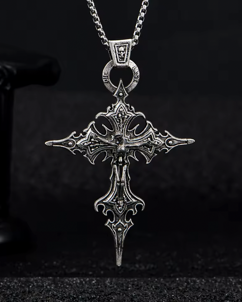 Collier croix gothique homme