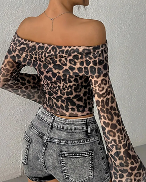 Top leopard manche longue