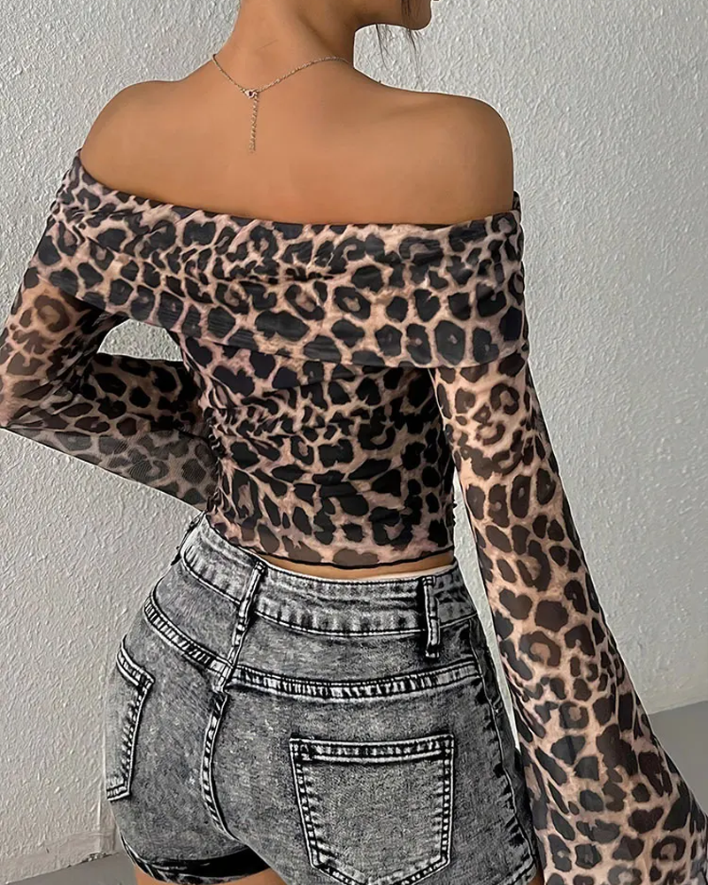 Top leopard manche longue