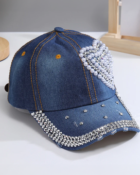 Casquette coeur strass