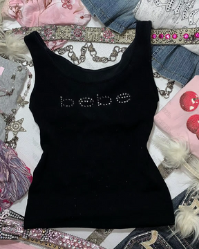 Débardeur noir strass
