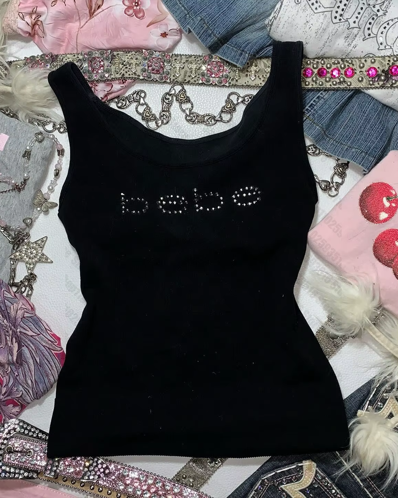 Débardeur noir strass