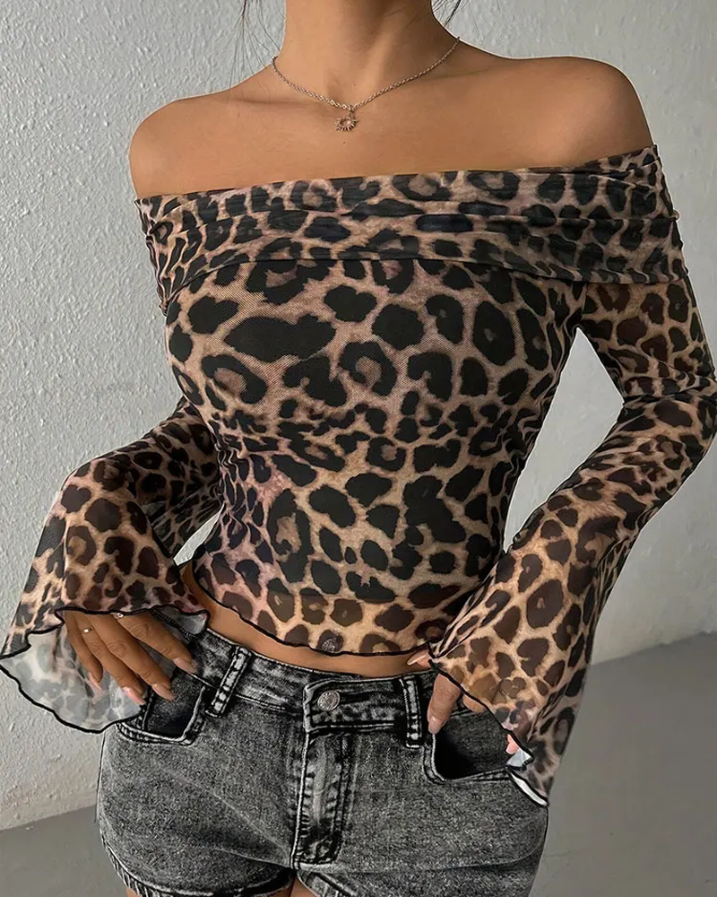 Top leopard manche longue