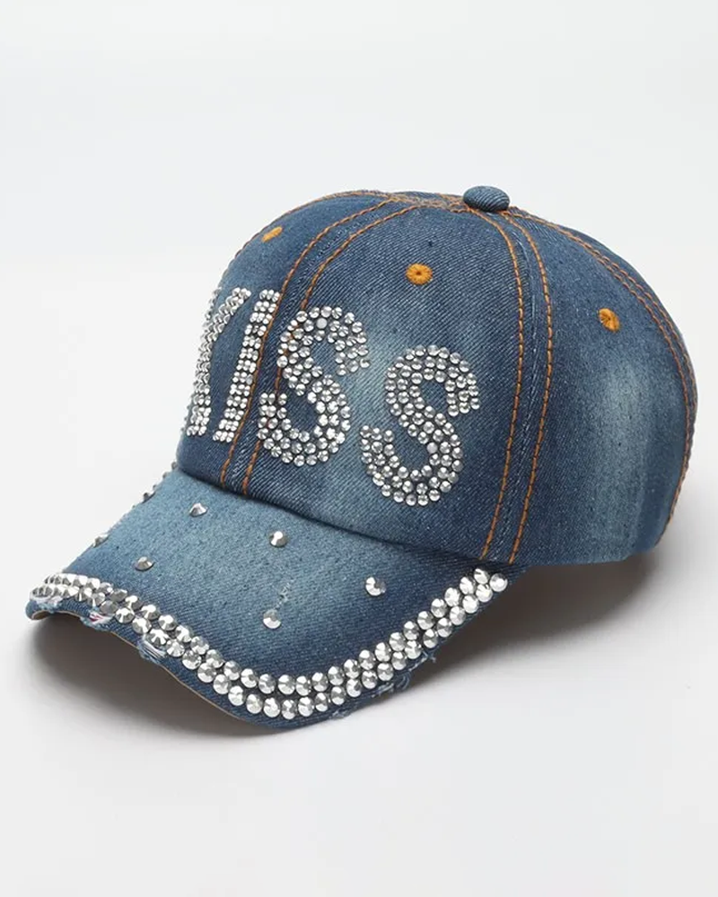 Casquette jean strass