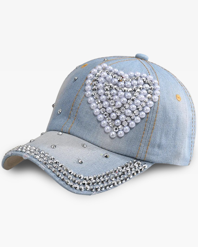 Casquette coeur strass