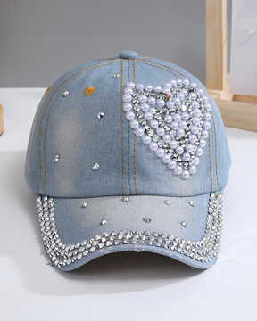 Casquette coeur strass