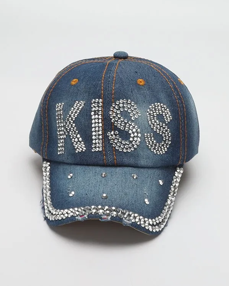 Casquette jean strass