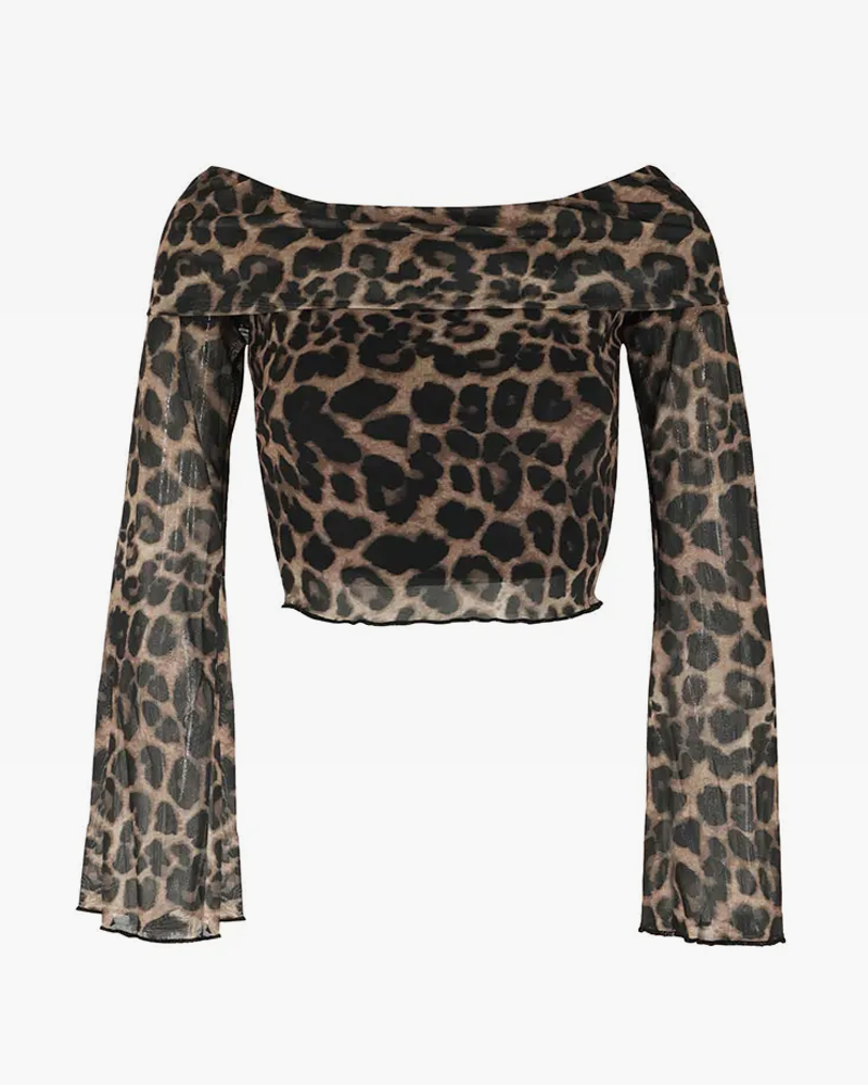 Top leopard manche longue