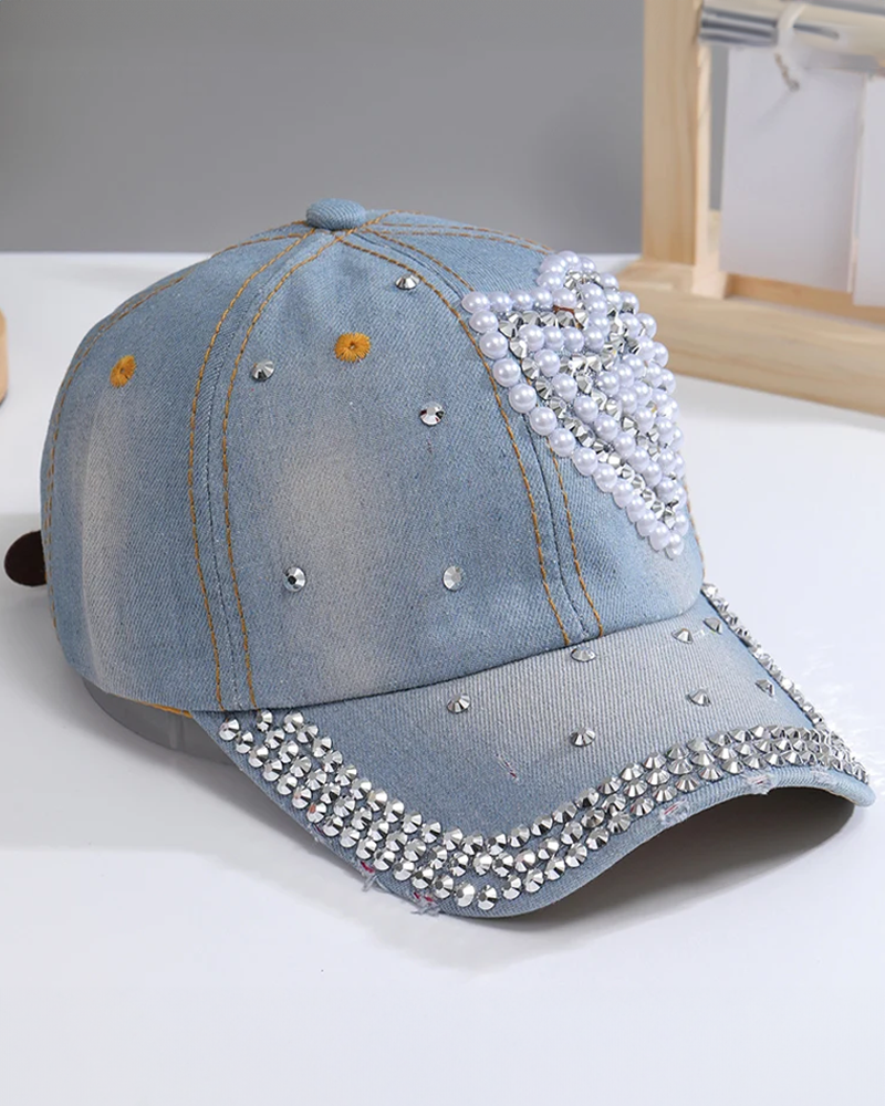 Casquette coeur strass